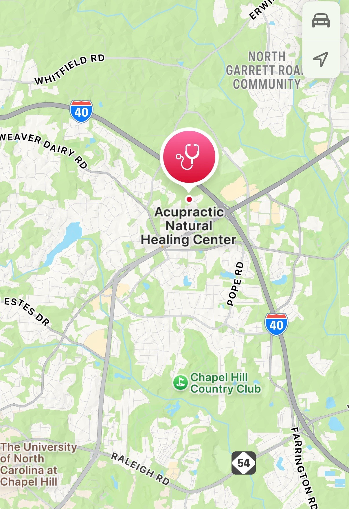map of Acupractic Natural Healing Center